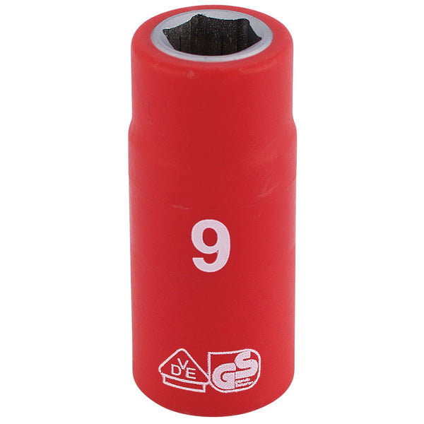 Draper 31469 Fully Insulated VDE Socket, 1/4" Sq. Dr., 9mm