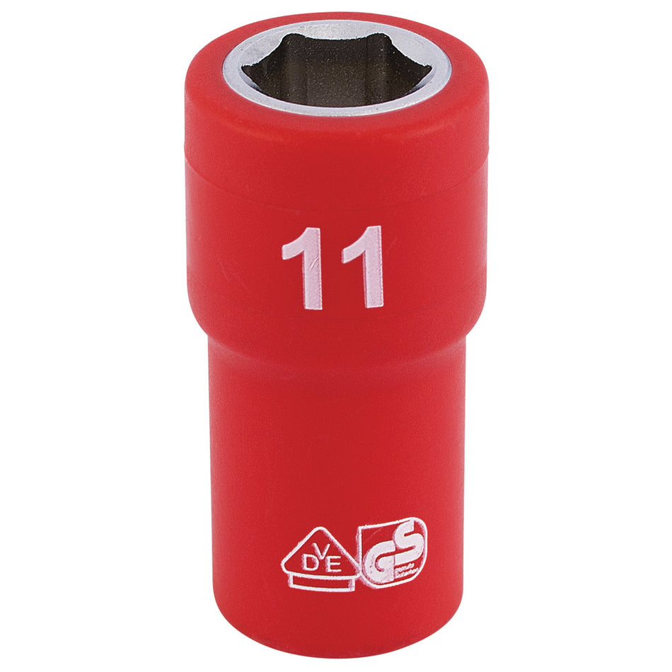 Draper 31485 Fully Insulated VDE Socket, 1/4" Sq. Dr., 11mm