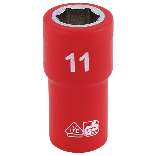 Draper 31485 Fully Insulated VDE Socket, 1/4" Sq. Dr., 11mm