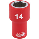 Draper 31492 Fully Insulated VDE Socket, 1/4" Sq. Dr., 14mm
