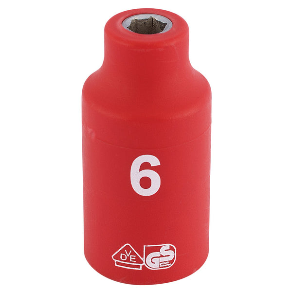 Draper 31494 Fully Insulated VDE Socket, 3/8" Sq. Dr., 6mm