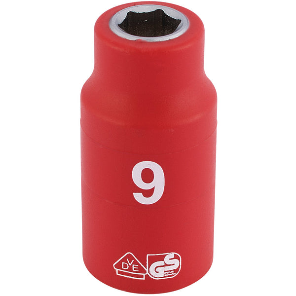 Draper 31556 Fully Insulated VDE Socket, 3/8" Sq. Dr., 9mm