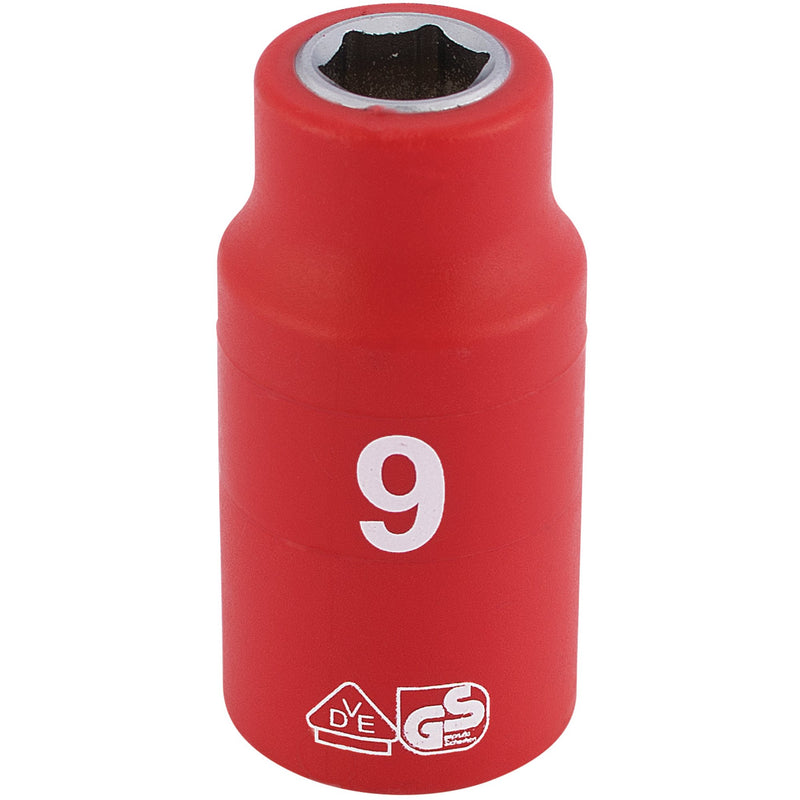 Draper 31556 Fully Insulated VDE Socket, 3/8" Sq. Dr., 9mm