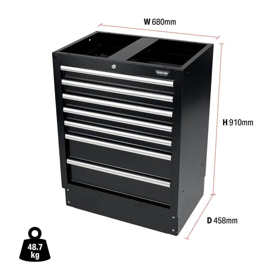 BUNKER® 31706 Modular Floor Cabinet, 7 Drawer, 680mm
