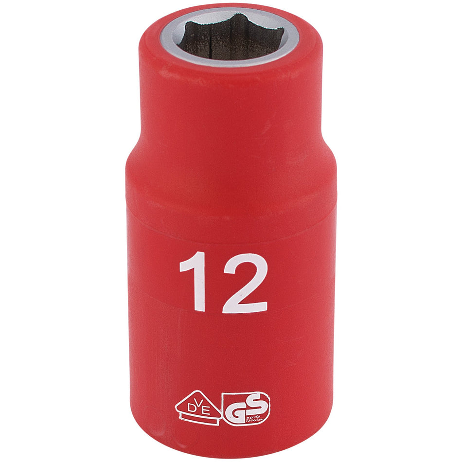 Draper 31785 Fully Insulated VDE Socket, 1/2" Sq. Dr., 12mm