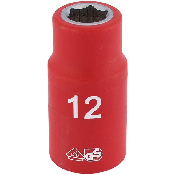 Draper 31785 Fully Insulated VDE Socket, 1/2" Sq. Dr., 12mm