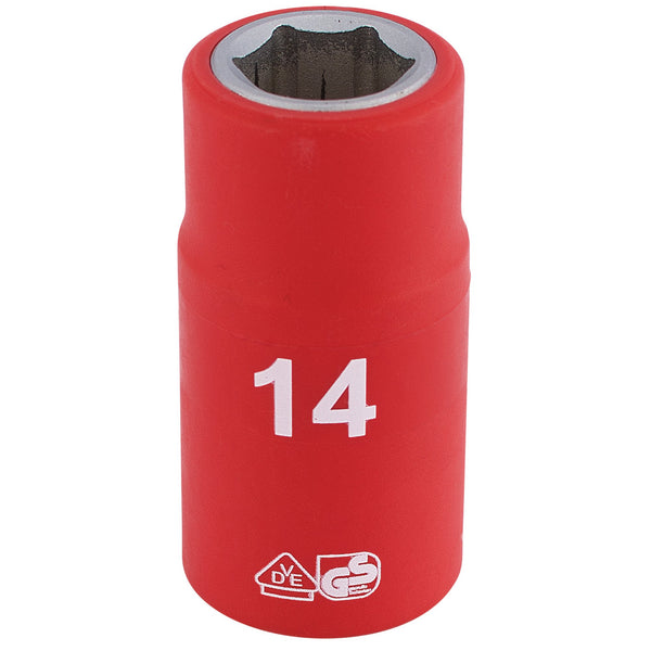 Draper 31789 Fully Insulated VDE Socket, 1/2" Sq. Dr., 14mm