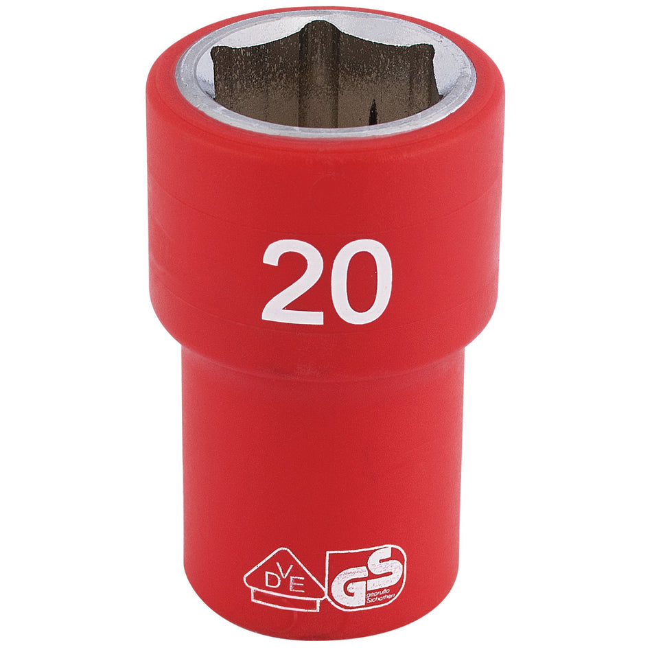 Draper 31882 Fully Insulated VDE Socket, 1/2" Sq. Dr., 20mm