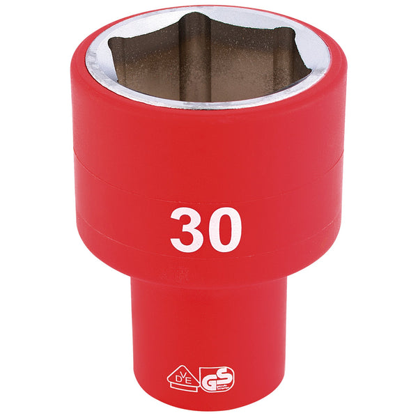 Draper 32000 Fully Insulated VDE Socket, 1/2" Sq. Dr., 30mm