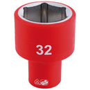 Draper 32017 Fully Insulated VDE Socket, 1/2" Sq. Dr., 32mm