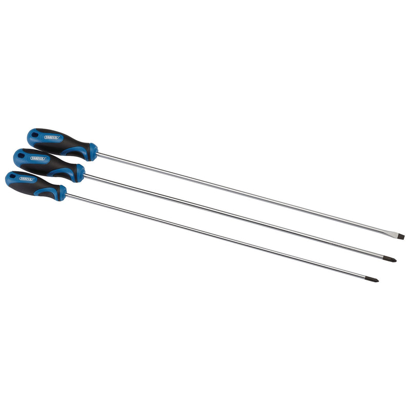 Draper 32603 Extra Long Reach Soft Grip Screwdriver Set, 450mm (3 Piece)
