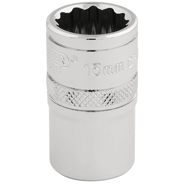 Draper 33136 HI-TORQ&#174; 12 Point Socket, 1/2" Sq. Dr., 15mm