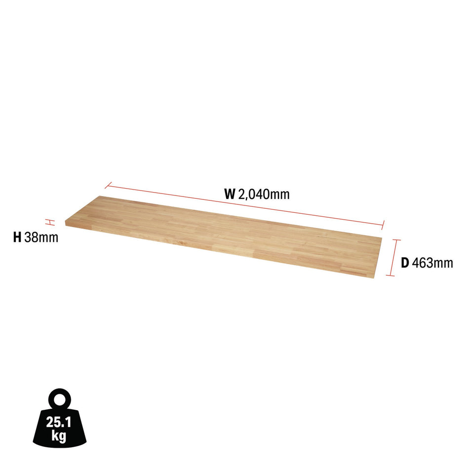 BUNKER® 33192 Modular Hardwood Worktop, 2040mm