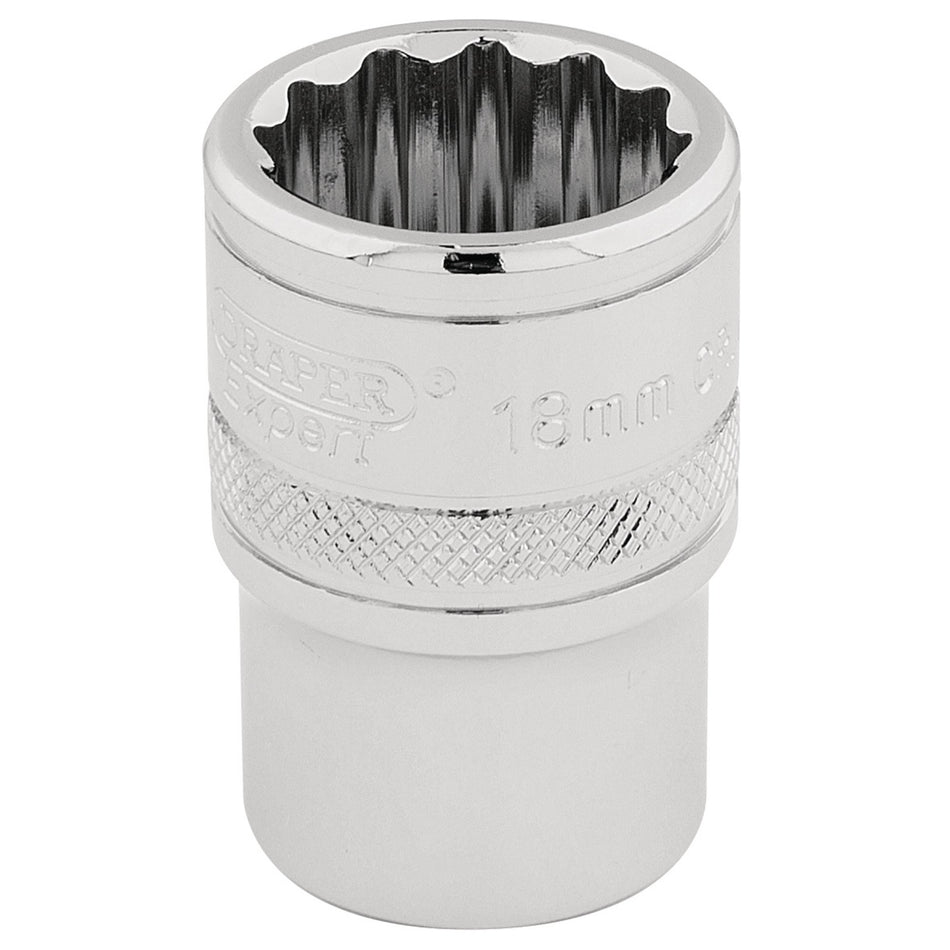 Draper 33202 HI-TORQ® 12 Point Socket, 1/2" Sq. Dr., 18mm