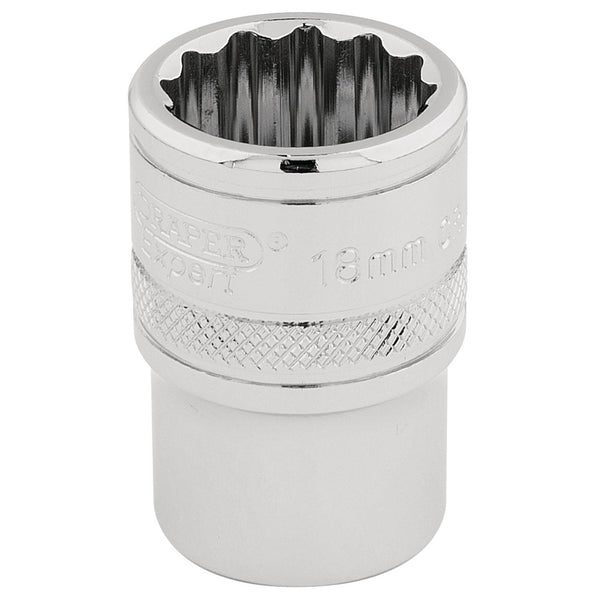 Draper 33202 HI-TORQ&#174; 12 Point Socket, 1/2" Sq. Dr., 18mm