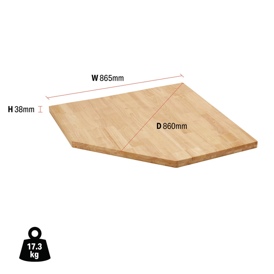 BUNKER® 33210 Modular Hardwood Worktop for Corner Cabinet, 865mm