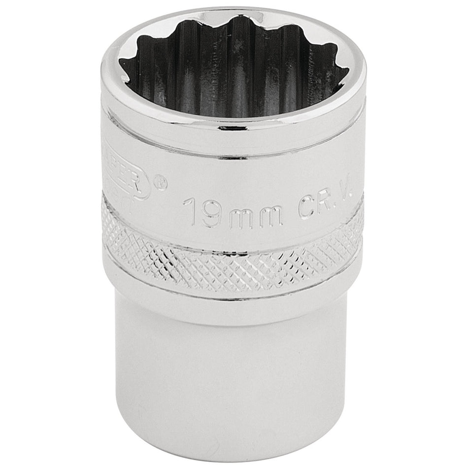 Draper 33231 HI-TORQ® 12 Point Socket, 1/2" Sq. Dr., 19mm