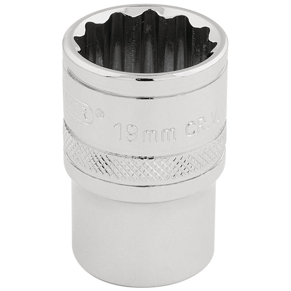 Draper 33231 HI-TORQ&#174; 12 Point Socket, 1/2" Sq. Dr., 19mm