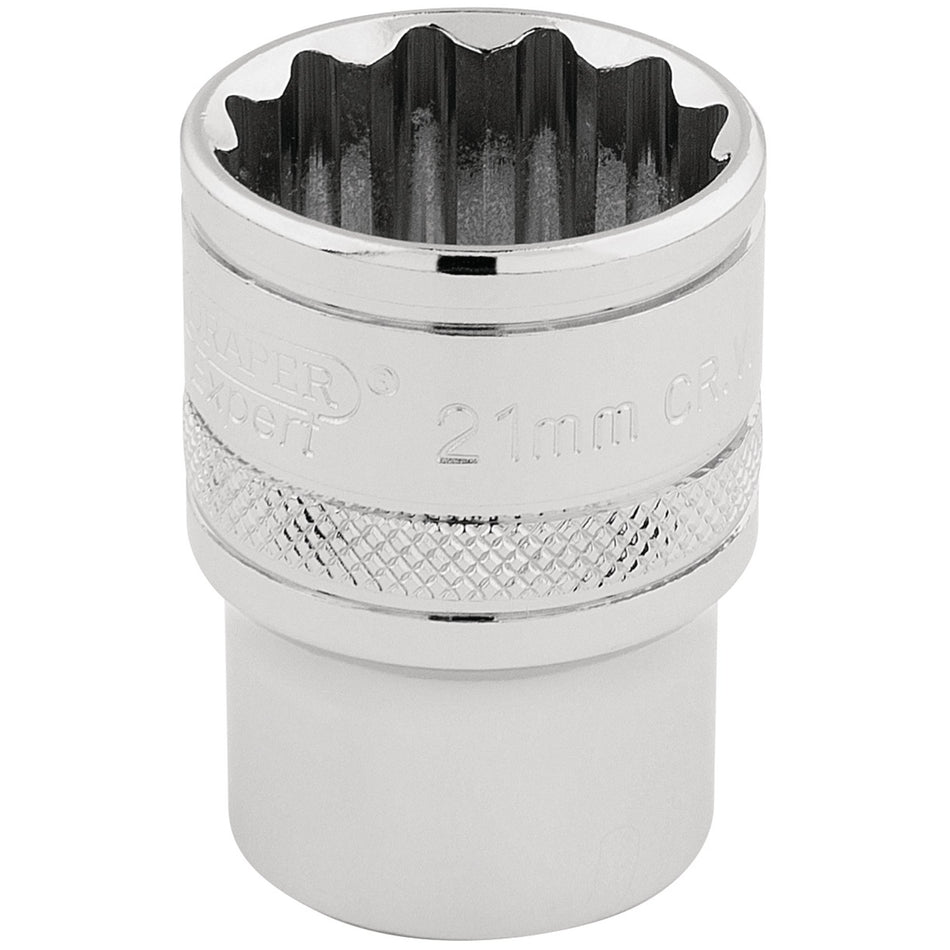 Draper 33290 HI-TORQ® 12 Point Socket, 1/2" Sq. Dr., 21mm