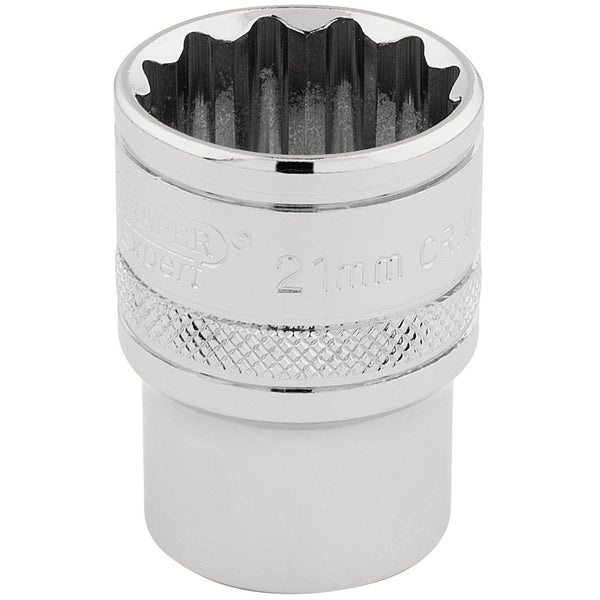 Draper 33290 HI-TORQ&#174; 12 Point Socket, 1/2" Sq. Dr., 21mm