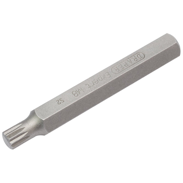 Draper 33346 M8 x 75mm Spline 10mm Insert Bit for Mechanic's Bit Sets