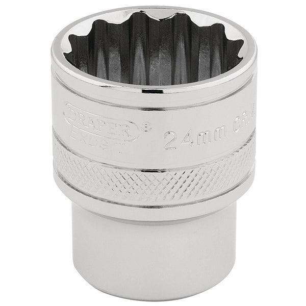 Draper 33372 HI-TORQ&#174; 12 Point Socket, 1/2" Sq. Dr., 24mm
