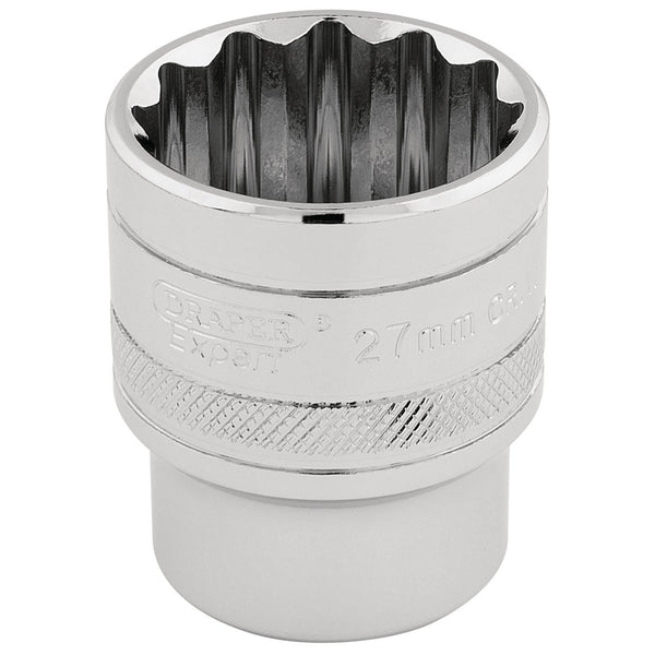 Draper 33442 HI-TORQ&#174; 12 Point Socket, 1/2" Sq. Dr., 27mm