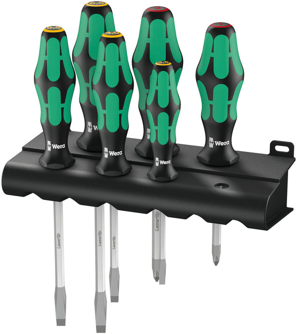Wera 05007680001 334 SK/6 Rack Screwdriver set Kraftform Plus Lasertip and rack, 6 pieces