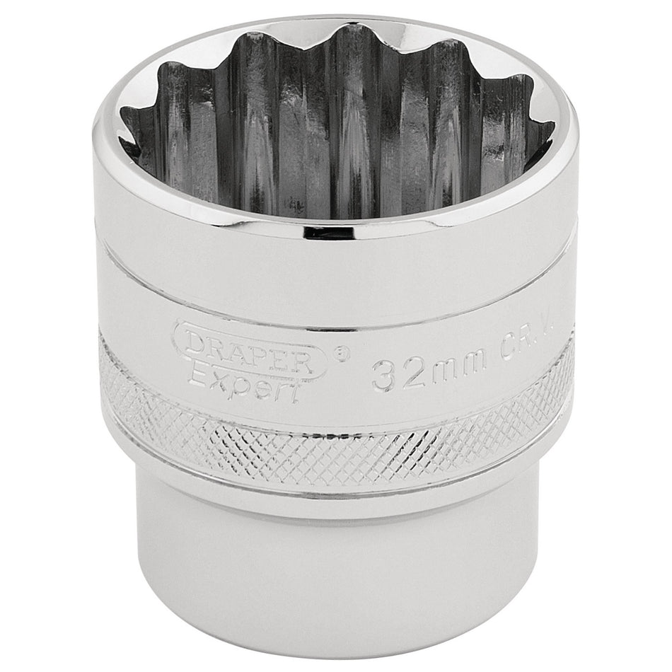 Draper 33593 HI-TORQ® 12 Point Socket, 1/2" Sq. Dr., 32mm