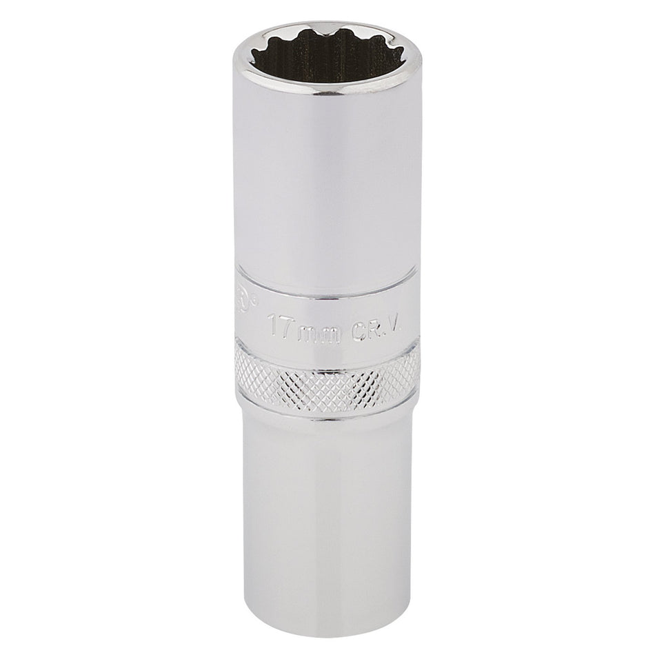 Draper 33735 HI-TORQ® 12 Point Deep Socket, 1/2" Sq. Dr., 17mm