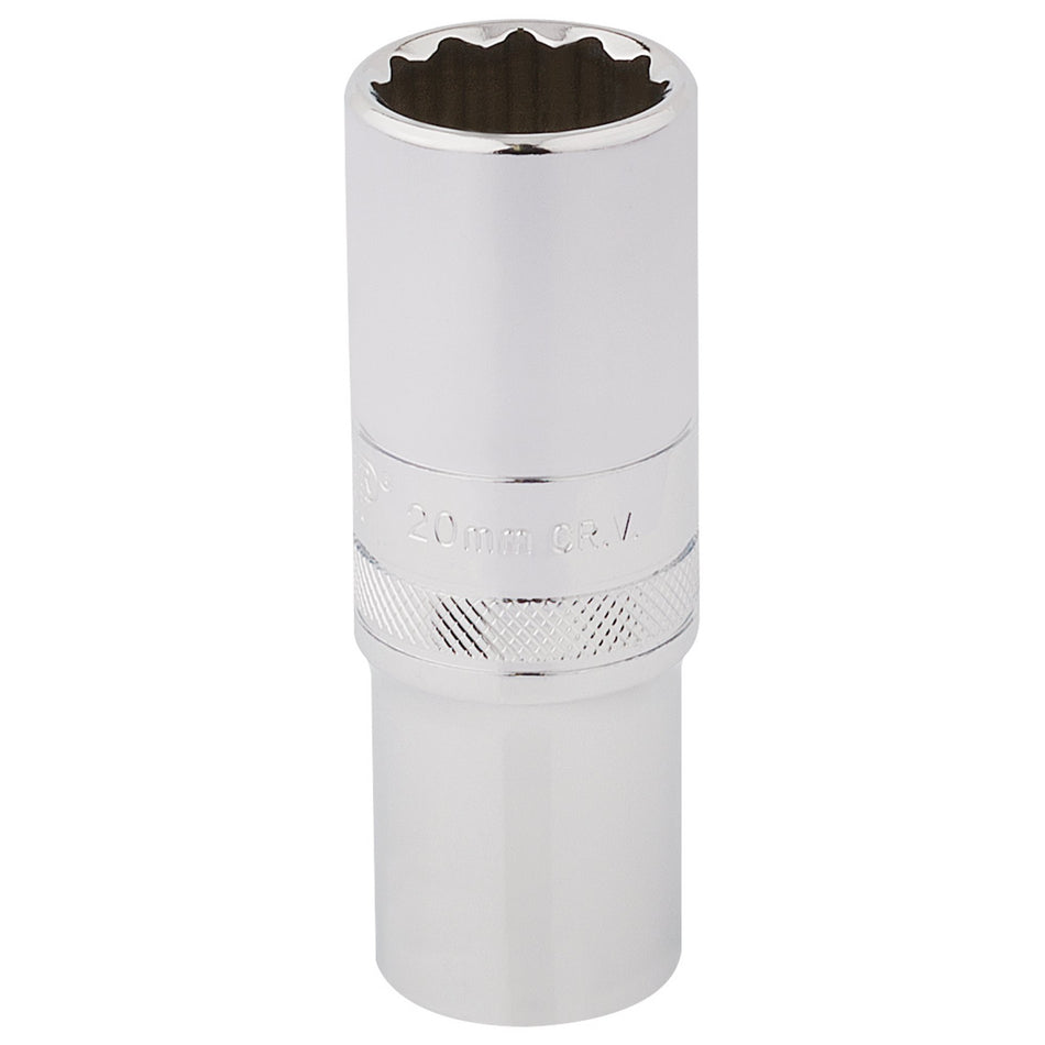 Draper 33787 HI-TORQ® 12 Point Deep Socket, 1/2" Sq. Dr., 20mm