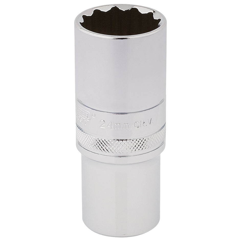 Draper 33802 HI-TORQ® 12 Point Deep Socket, 1/2" Sq. Dr., 24mm