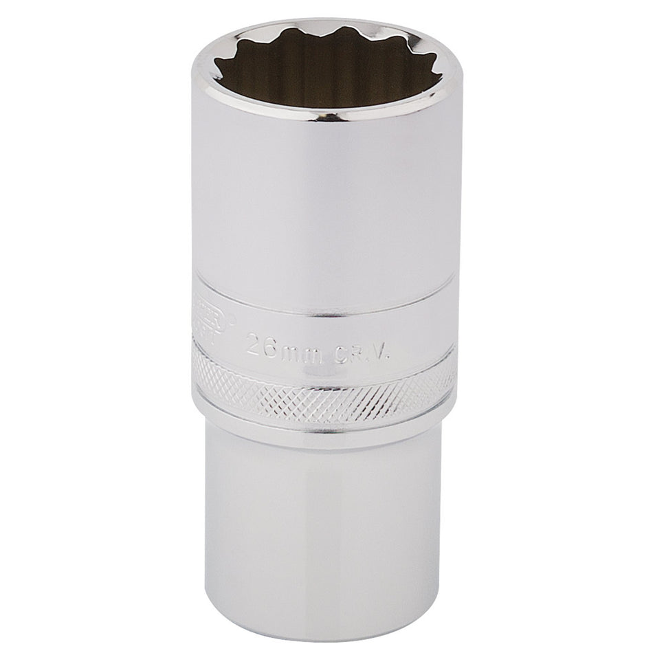 Draper 33838 HI-TORQ® 12 Point Deep Socket, 1/2" Sq. Dr., 26mm