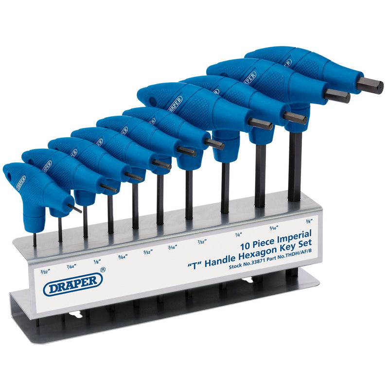 Draper 33871 Imperial T-Handle Hex Key Set (10 Piece)