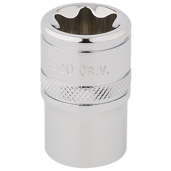 Draper 34345 Draper TX-STAR&#174; Socket, 1/2" Sq. Dr., E20