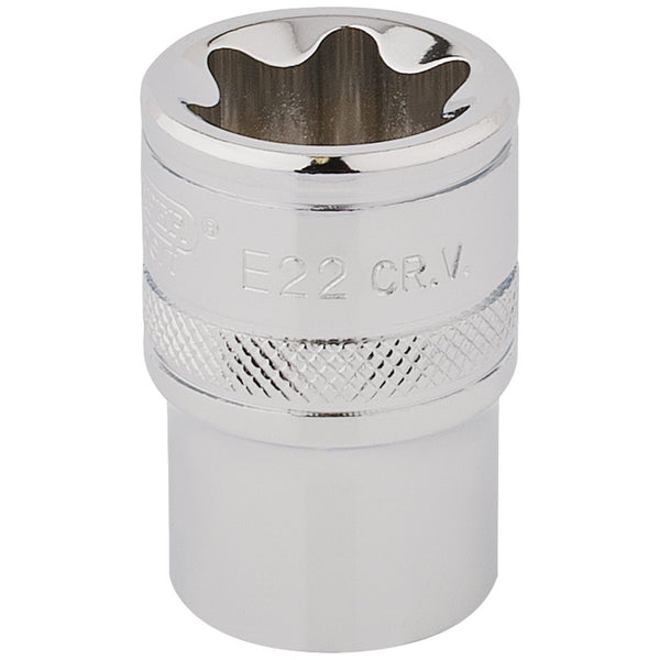 Draper 34372 Draper TX-STAR&#174; Socket, 1/2" Sq. Dr., E22
