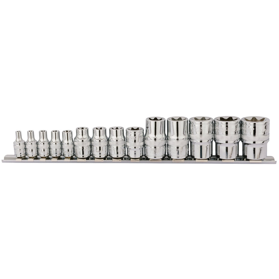 Draper 34415 Draper TX-STAR® Socket Set, 1/4", 3/8" & 1/2" Sq. Dr. (14 Piece)