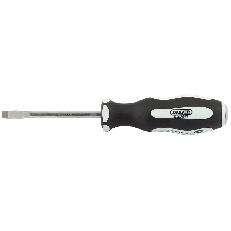 Draper 35176 'Pound Thru' Plain Slot Soft Grip Screwdriver, 5.5 x 75mm