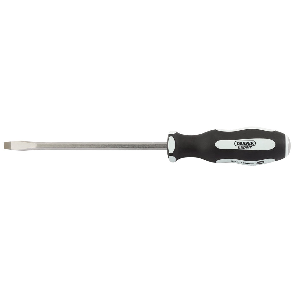 Draper 35183 'Pound Thru' Plain Slot Soft Grip Screwdriver, 6.5 x 150mm