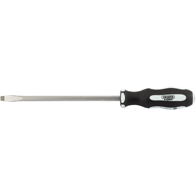 Draper 35184 'Pound Thru' Plain Slot Soft Grip Screwdriver, 8 x 200mm