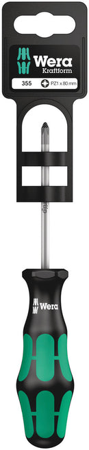 Wera 05100056001 355 PZ SB Screwdriver for Pozidriv screws, PZ 1 x 80 mm