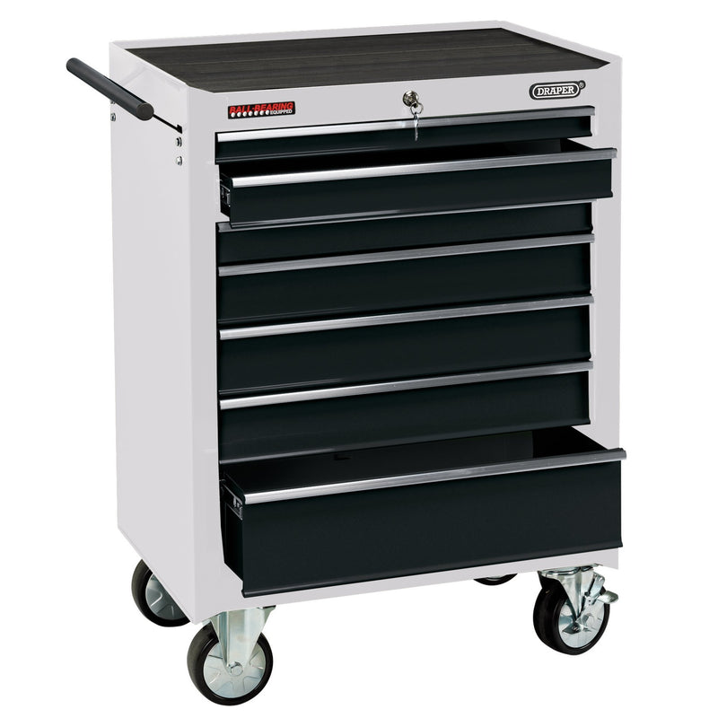 Draper 35744 Roller Tool Cabinet, 7 Drawer, 26", White