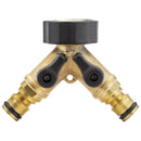 Draper 36228 Brass Double Tap Connector with Flow Control, 3/4"