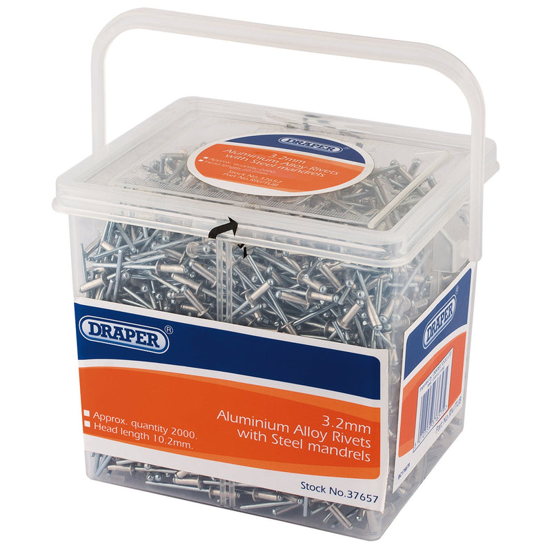 Draper 37657 Blind Rivets, 3.2 x 10.2mm (Tub of 2000)