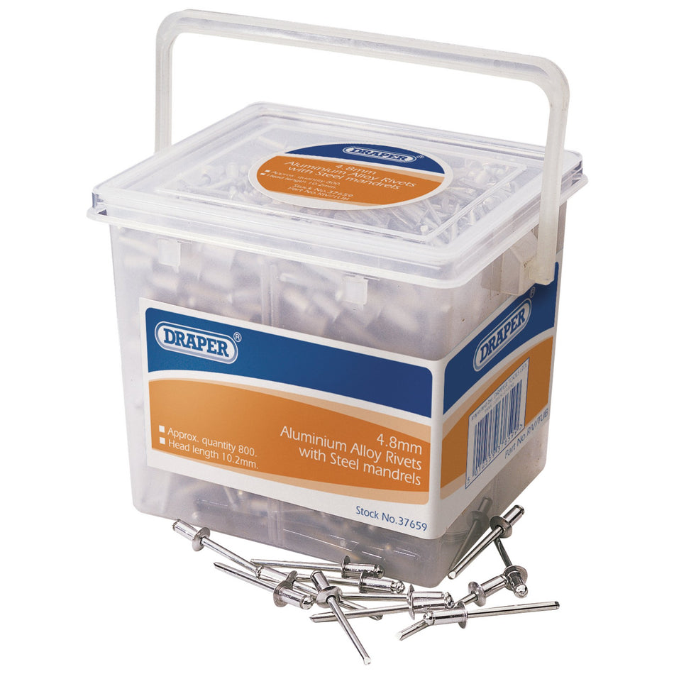 Draper 37659 Blind Rivets, 4.8 x 10.2mm (Tub of 800)