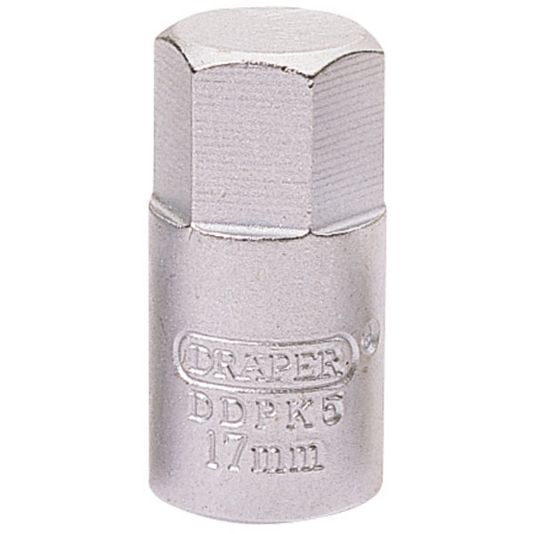 Draper 38323 Hexagon Drain Plug Key, 3/8 Sq. Dr., 17mm