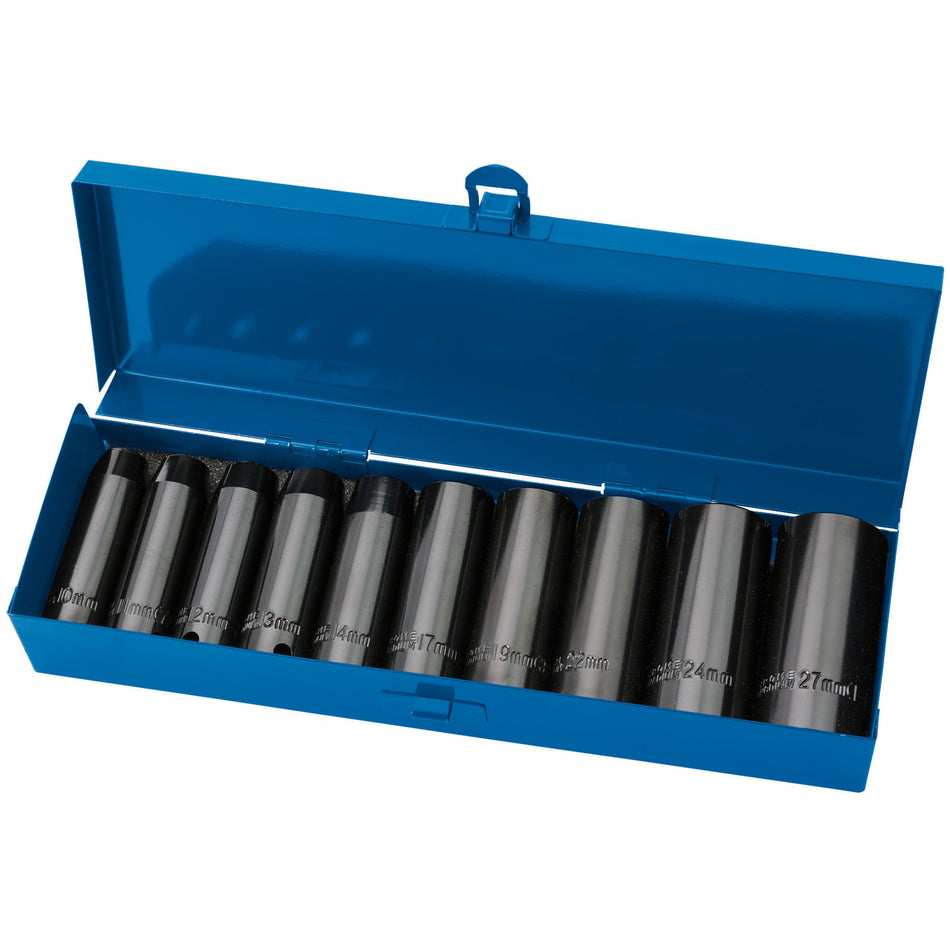 Draper 38369 Draper HI-TORQ® Metric Deep Impact Socket Set, 1/2" Sq. Dr. (10 Piece)