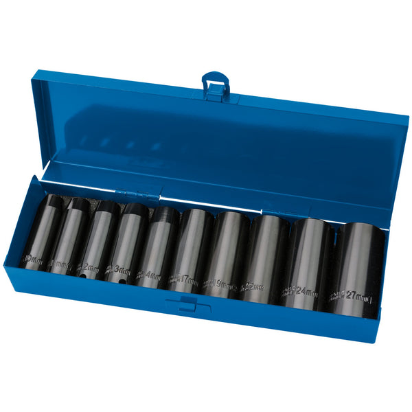 Draper 38369 Draper HI-TORQ&#174; Metric Deep Impact Socket Set, 1/2" Sq. Dr. (10 Piece)