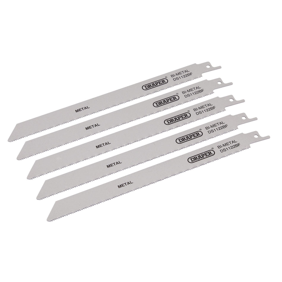 Draper 38594 Bi-metal Reciprocating Saw Blades for Metal Cutting, 225mm, 14tpi (Pack of 5)