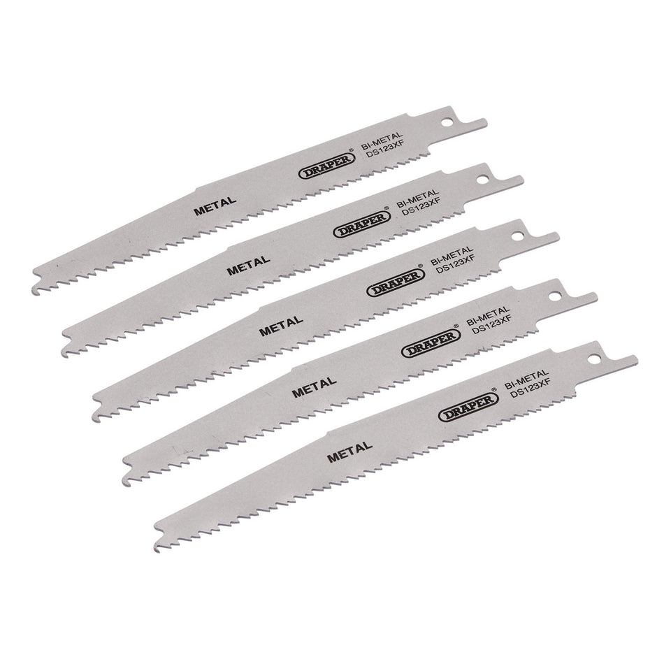 Draper 38755 Bi-metal Reciprocating Saw Blades for Metal Cutting, 150mm, 8-14tpi (Pack of 5)